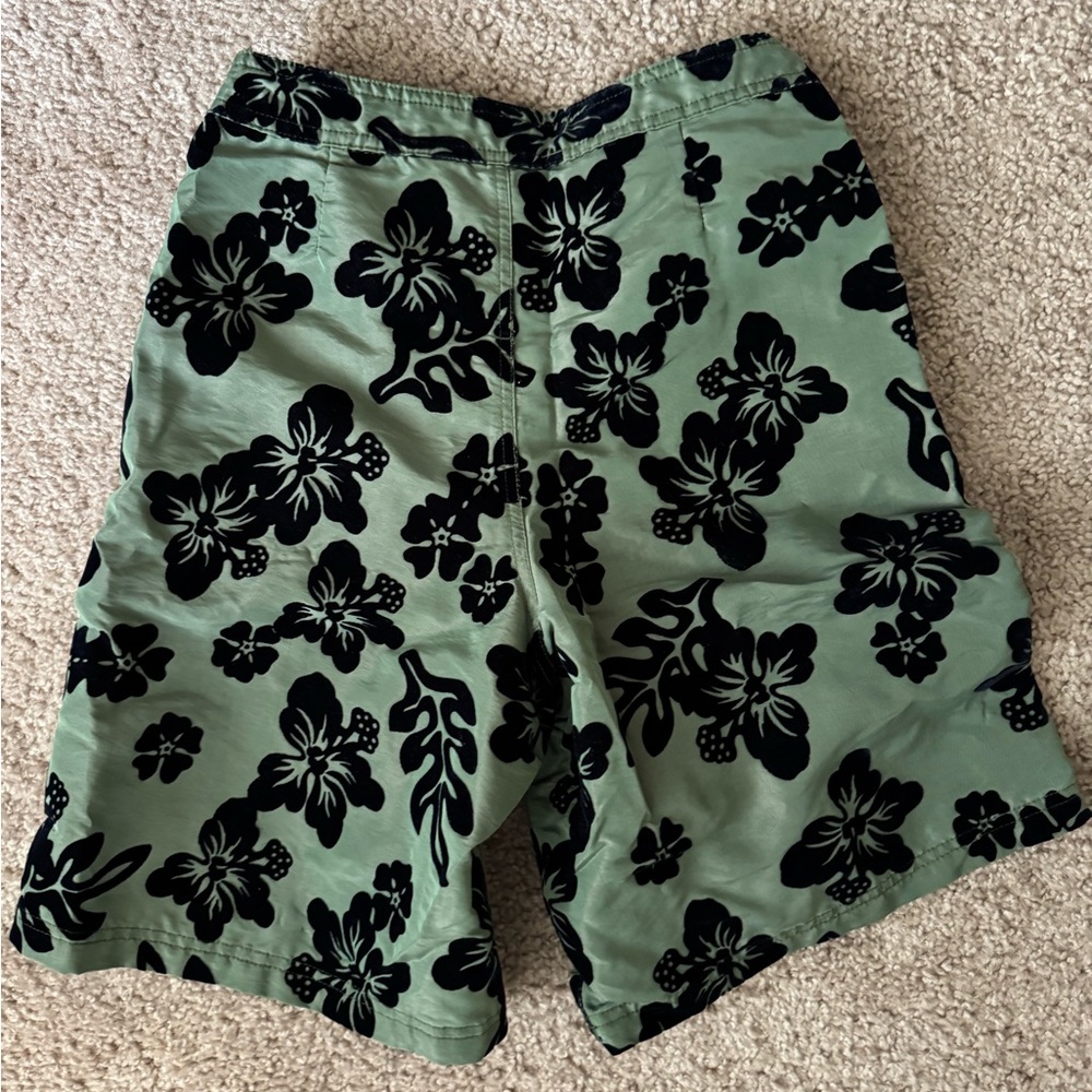 Old Navy Green and Black Floral Kids Shorts